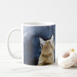 Chat de gingembre et Pleine lune classique Mug