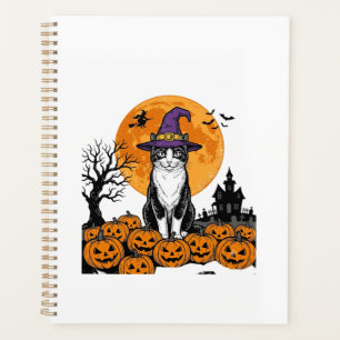 Chat de Halloween Sorcière Citrouille Vintage Épou