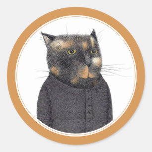 CHAT DE LA FEMME Stickers Rond