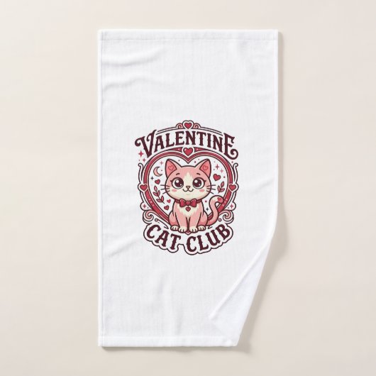 Chat de la Saint-Valentin Dessin drôle pour amateu (Serviette à main)