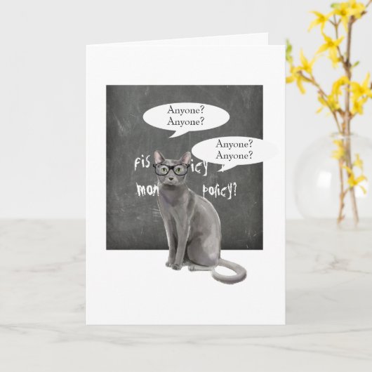 Chat de l'enseignant avec carte de voeux pliée (Fleur jaune)