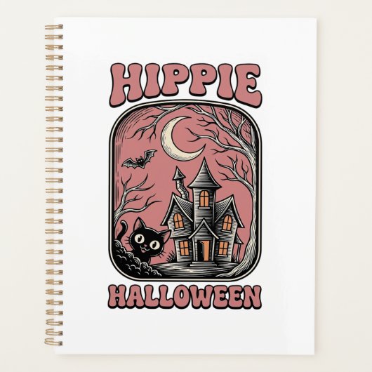 Chat de maison hantée Halloween Hippie Design Vint (Devant)