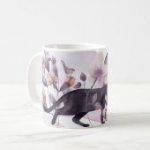 Chat de minuit et une Pleine lune de café Mug (Devant gauche)