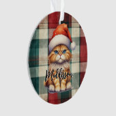Chat de Noël à carreaux avec le nom de Santa (devant)