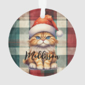 Chat de Noël à carreaux avec le nom de Santa (dos)