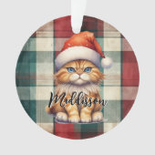 Chat de Noël à carreaux avec le nom de Santa (devant)