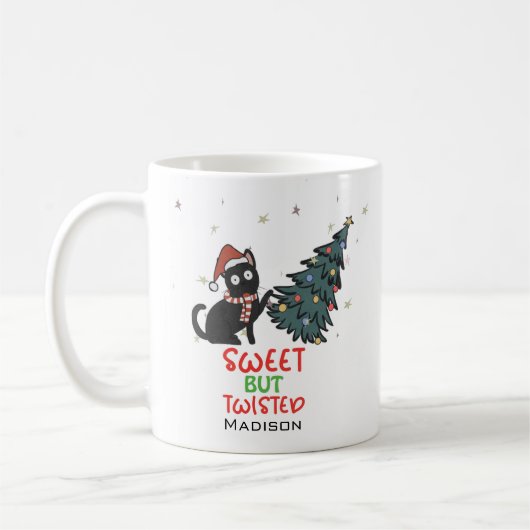 Chat de Noël à la Mug de café doux mais tordu (Gauche)