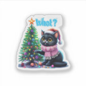 Chat de Noël amusant Avec Sticker Arbre (Devant)