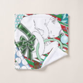 Chat de Noël blanc (Gant de toilette)