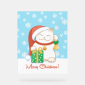 Chat de Noël blanc dans un Casquette rouge (Recto)