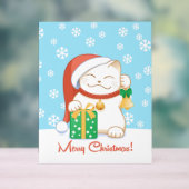 Chat de Noël blanc dans un Casquette rouge (Neutre)