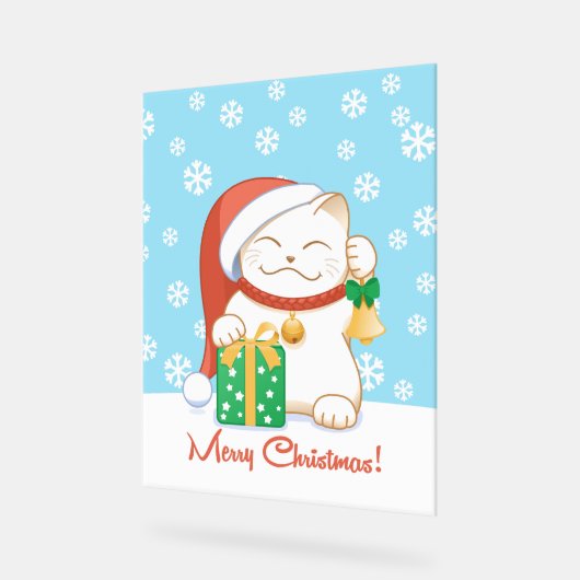 Chat de Noël blanc dans un Casquette rouge (Angle)