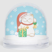 Chat de Noël blanc dans un Casquette rouge Nom per (Arrière)