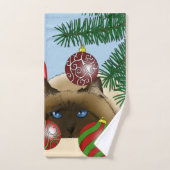 Chat de Noël boule (Serviette à main)