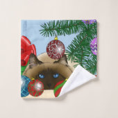 Chat de Noël boule (Gant de toilette)