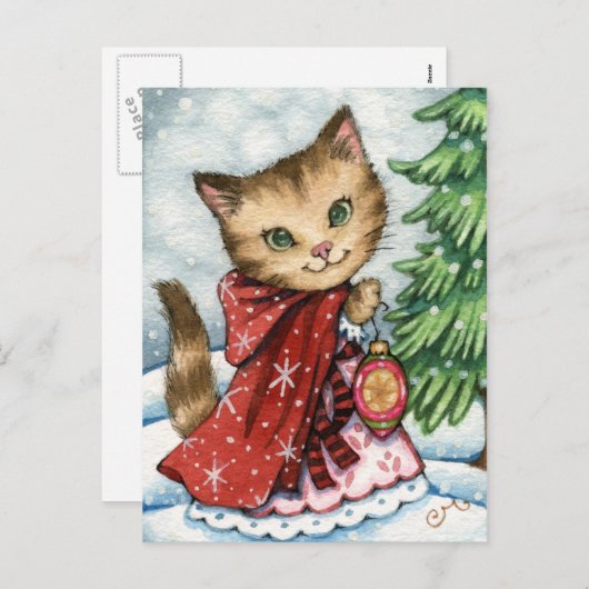 Chat de Noël - Carte postale Chat de Noël (Devant / Derrière)