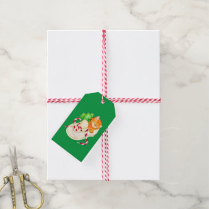 Chat de Noël dans une étiquette cadeau de chaussur