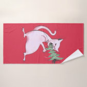 Chat de Noël Drôle Mal Kitty Xmas Arbre (Serviette de bain)