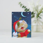 Chat de Noël la nuit Carte de vacances (Debout devant)
