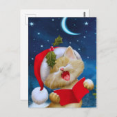 Chat de Noël la nuit Carte de vacances (Devant / Derrière)