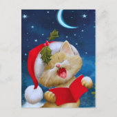 Chat de Noël la nuit Carte de vacances (Devant)