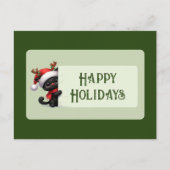 Chat de Noël mignon - Carte postale Joyeux Fêtes (Devant)