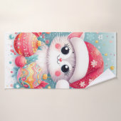 Chat de Noël mignon et coloré (Serviette de bain)