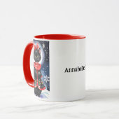 Chat de Noël noir en tenue Holly Mug (Devant gauche)