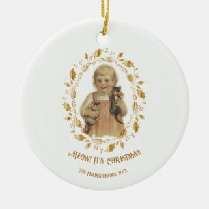 Chat de Noël Ornement en céramique Vintage