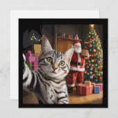 Chat de Noël selfie avec le Père Noël Cute vacance (Devant / Derrière)