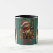 Chat de Noël Tasse Rouge et Vert (Centre)