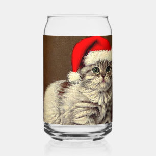 Chat de Noël vintage portant un chapeau de Père No
