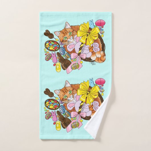 Chat de Pâques Orange (Serviette à main)