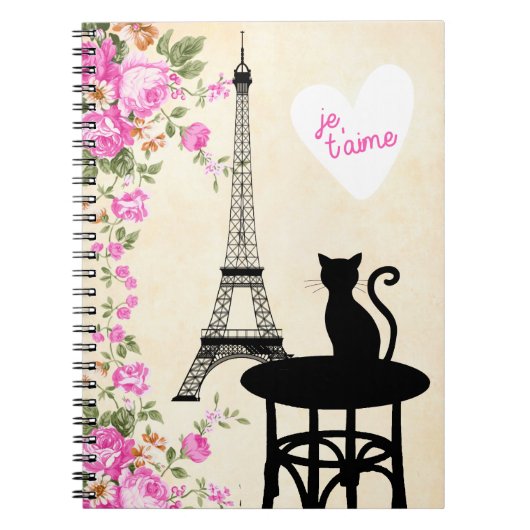 Chat de Paris Je T'aime et carnet de Tour Eiffel (Devant)