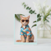 CHAT DE PLAGE AVEC LUNETTES Carte postale (Debout devant)
