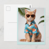 CHAT DE PLAGE AVEC LUNETTES Carte postale (Devant / Derrière)