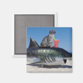 CHAT DE PLAGE SUR SHARARING AMUSANT MAGNETS (Recto/Verso)