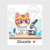 Chat de scientifique Kawaii – Autocollant vinyle d (Feuille)