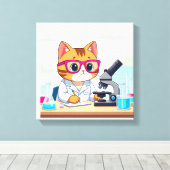 Chat de scientifique Kawaii – Toile d'art de labor (Insitu (Plancher de Bois))