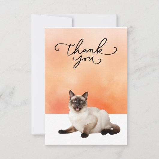 Chat de Siamese avec Merci mot aquarelle (Devant)