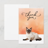 Chat de Siamese avec Merci mot aquarelle (Devant / Derrière)