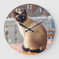 Chat de Siamese avec yeux bleus Grande horloge