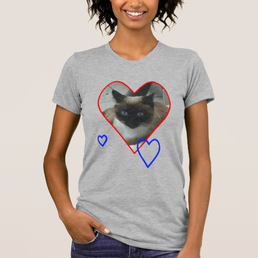 Chat de Siamese en T-shirt du Coeur (Devant)