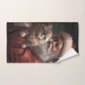 Chat de Sibérie avec Noël Festif du Père Noël (Serviette à main)