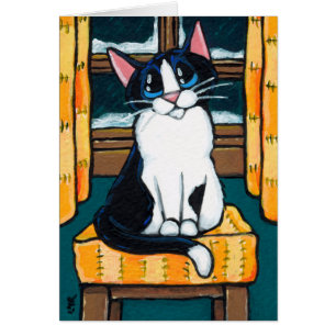 Chat de smoking à la peinture de fenêtre de Milo