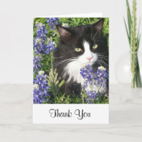 Chat de smoking de carte de remerciements dans des