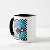 Chat de smoking endormi sur la tasse d'art de chat (Devant gauche)