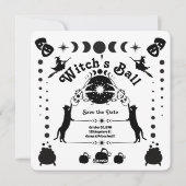 Chat de sorcière Halloween Fête Invitation (Dos)