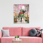 Chat de sorcière Halloween Galerie Toile enveloppé (Insitu(Salon))