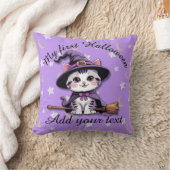 Chat de sorcière Kawaii – Coussin de jet Halloween (Couverture)